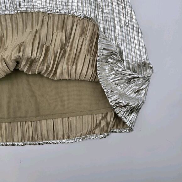 Anthropologie Top Womens Small Silver Tank Boxy Metallic Foil Maeve Shimmer - Picture 8 of 10